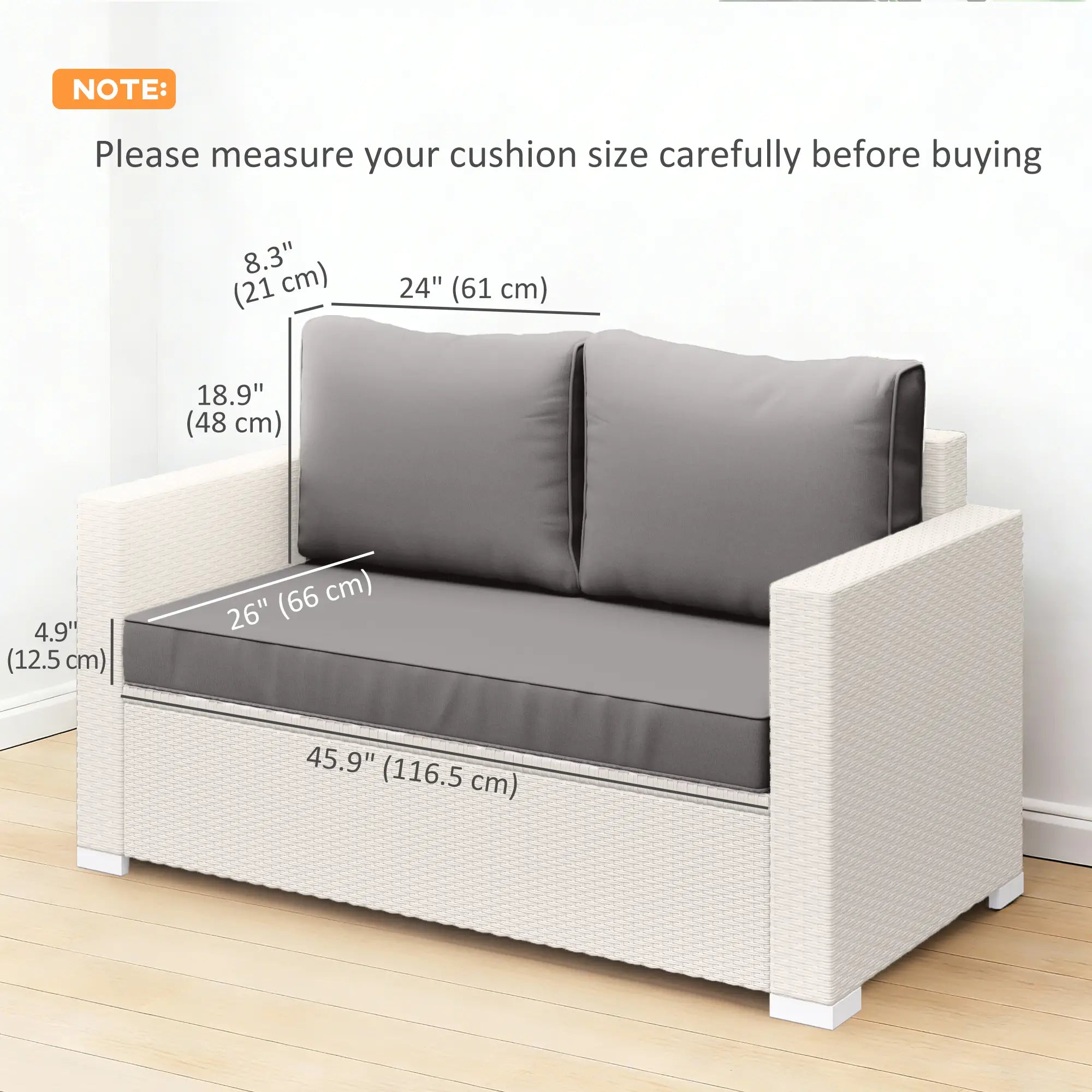 2 Seater Outdoor Cushions With Backrest, Light Grey Patio Chair Cushions at Gallery Canada