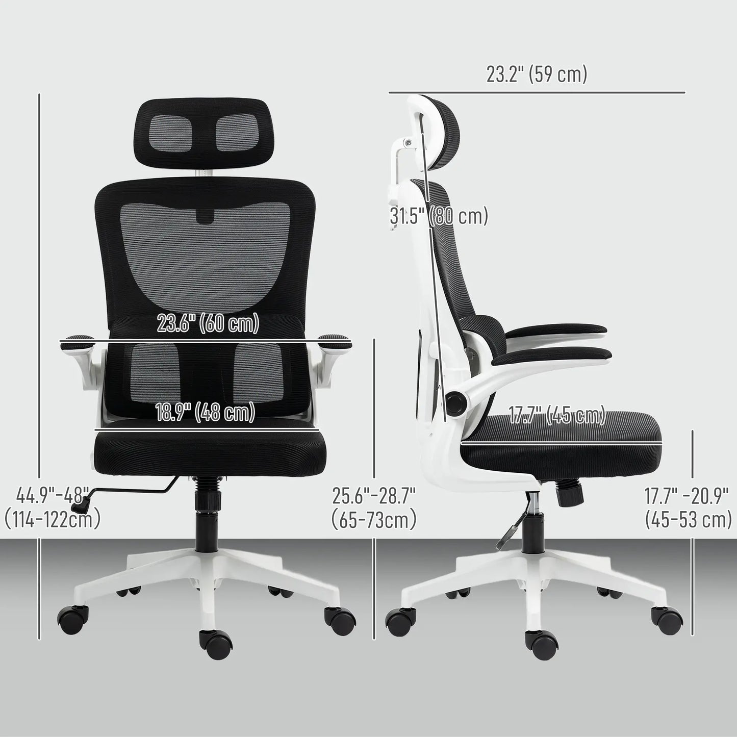 Mesh Office Chair, High Back with Headrest, Lumbar Support, Adjustable Height, Black Executive & Manager Chairs at Gallery Canada