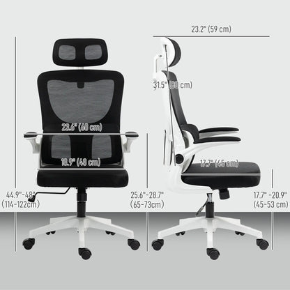 Mesh Office Chair, High Back with Headrest, Lumbar Support, Adjustable Height, Black Executive & Manager Chairs at Gallery Canada