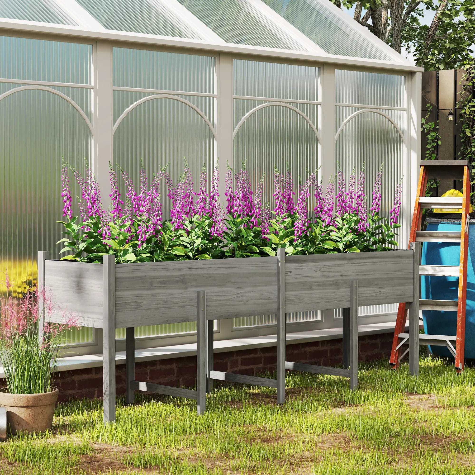 Wooden Raised Garden Bed Planter, Large Elevated Box With Legs, Grey Elevated Garden Beds at Gallery Canada