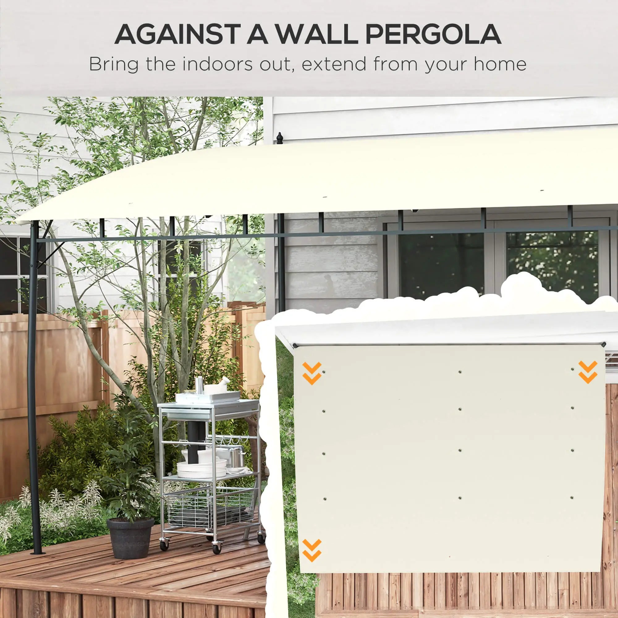 10' x 13' Outdoor Pergola, UV30+ Canopy, Steel Frame, Cream White Pergolas at Gallery Canada