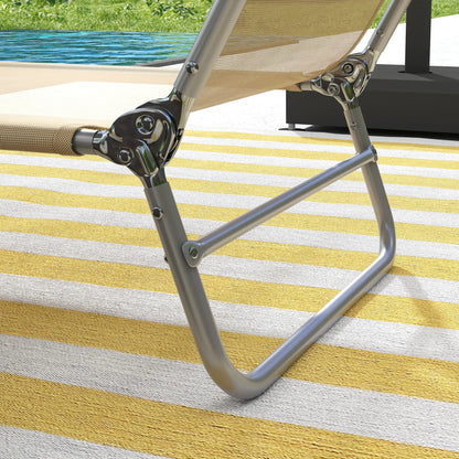 Folding Outdoor Lounge Chair Set, 2 Reclining Tanning Chairs, 5-Position Adjustable Backrest, Brown Lounger Chairs at Gallery Canada