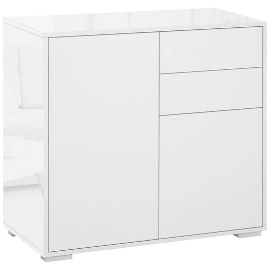 High Gloss Buffet Sideboard, 2 Drawers, 2 Doors, Adjustable Shelf, White Bar Cabinets High Gloss White (Frame), White (Panel) at Gallery Canada