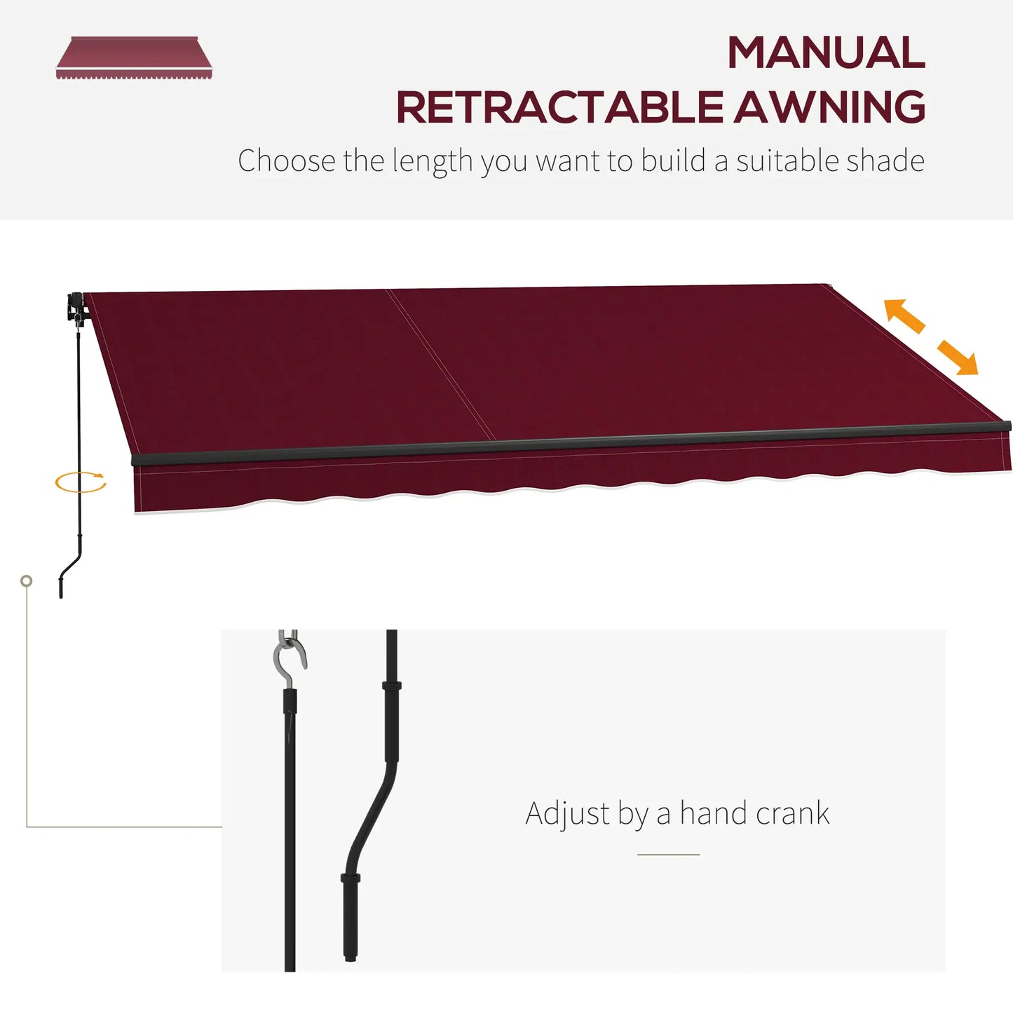 13' x 10' Retractable Awning, UV Resistant Sunshade, Wine Red Window Awnings at Gallery Canada