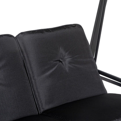 2-Seater Outdoor Porch Swing, Adjustable Canopy, Black Patio Swings with Stand at Gallery Canada