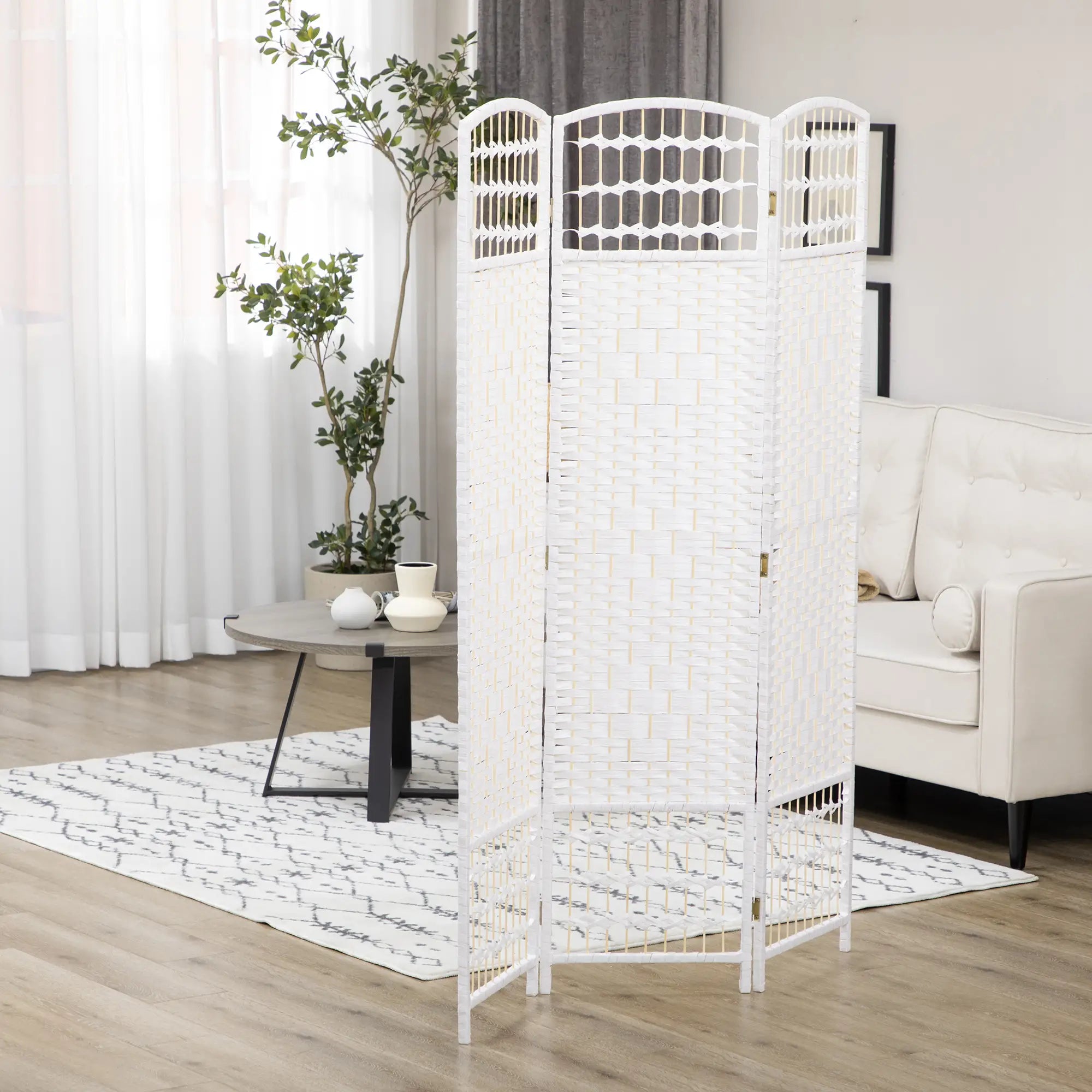 3 Panel Folding Room Divider, Portable Privacy Screen, White Room Dividers at Gallery Canada