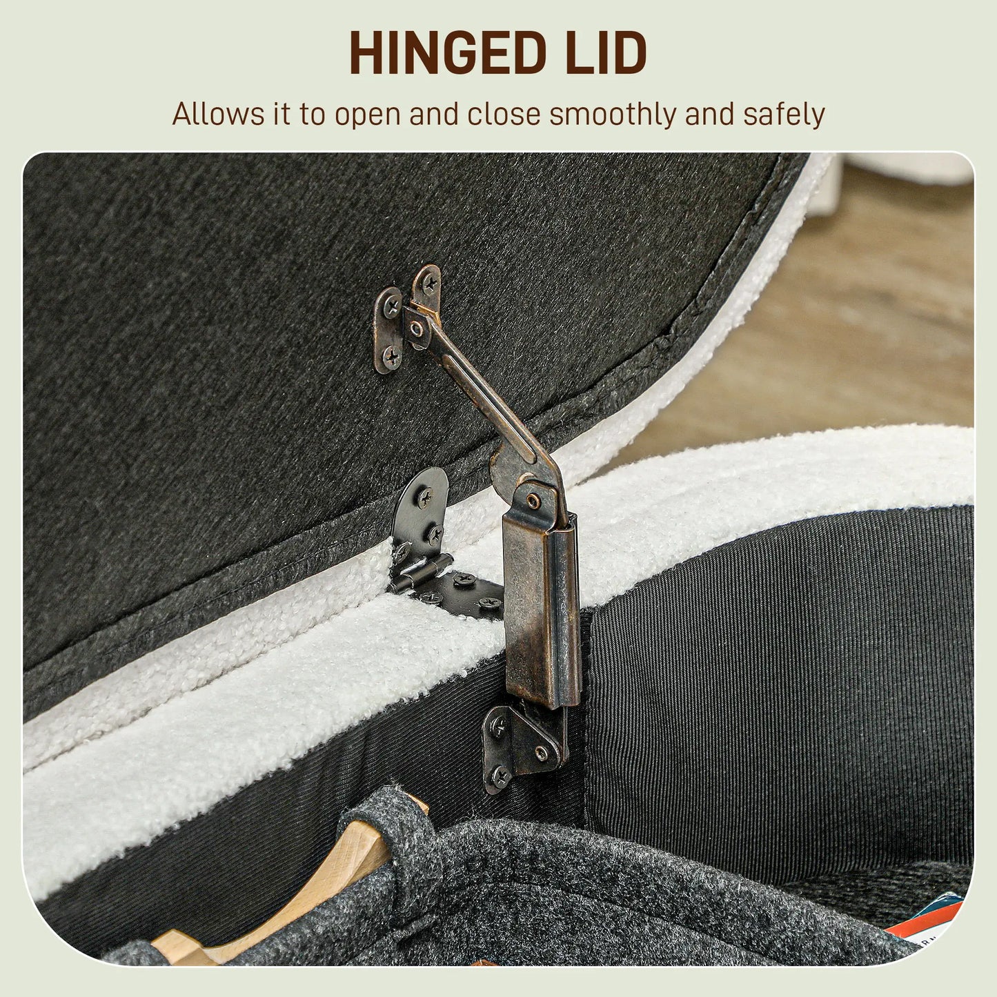 Boucle Storage Bench, Tufted Teddy Fleece, Wood Legs, White Storage Ottomans & Benches at Gallery Canada