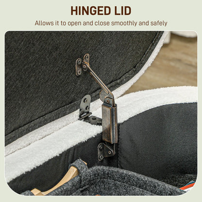 Boucle Storage Bench, Tufted Teddy Fleece, Wood Legs, White Storage Ottomans & Benches at Gallery Canada