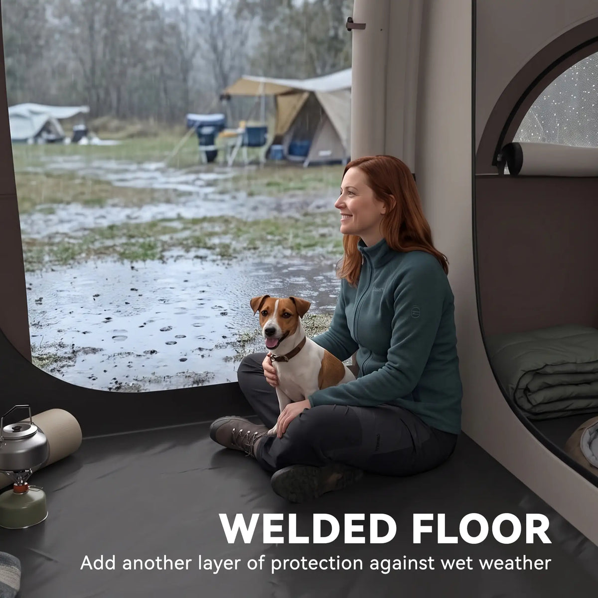 4-6 Person Camping Tent, 3 Room, 3000mm Waterproof, UPF30+, Khaki Camping Tents at Gallery Canada