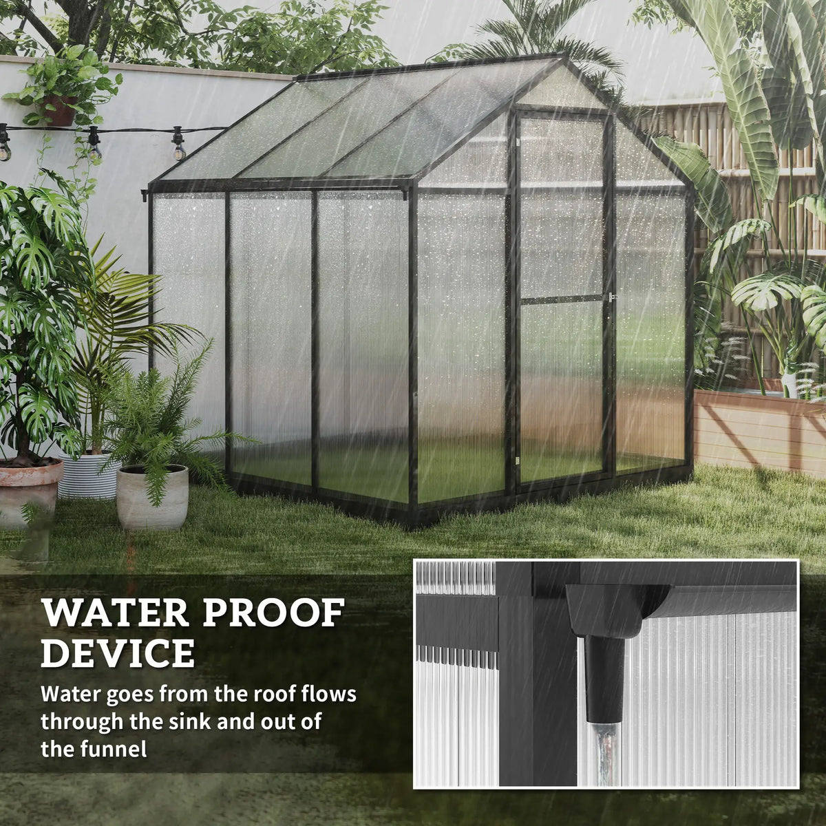 6' x 8' x 6.4' Polycarbonate Greenhouse, Aluminum, Walk-In, Charcoal Grey Walk In Greenhouses at Gallery Canada