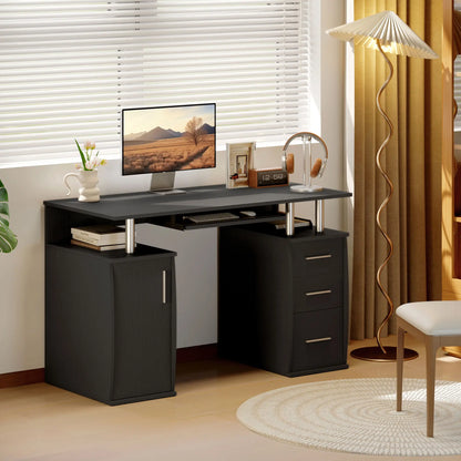 47" Computer Desk with Keyboard Tray, Storage Drawers, Black Computer Desks at Gallery Canada