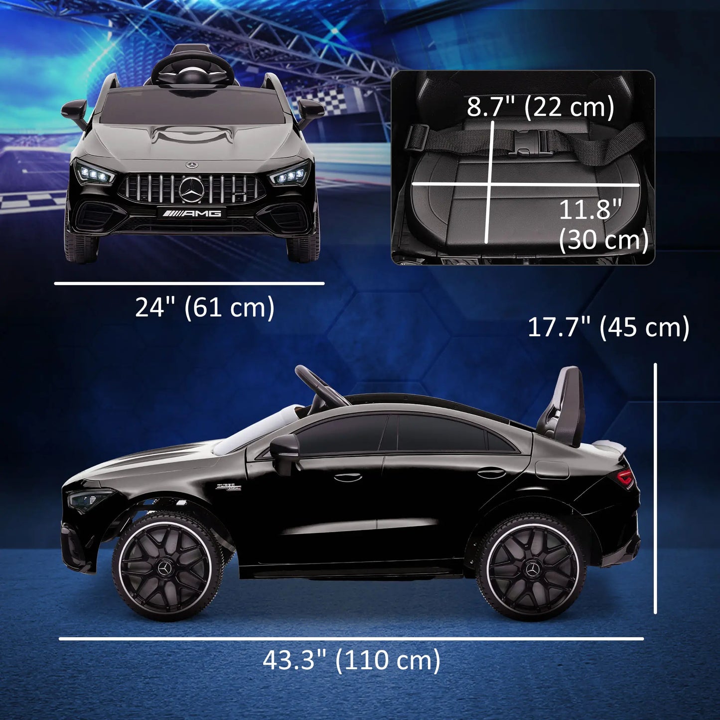 12V Ride On Car, Kids Electric Car, Remote Control, LED Lights, Black Electric Toy Cars at Gallery Canada