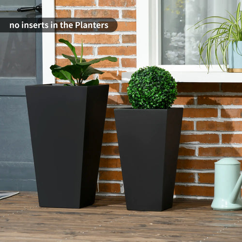 Set of 2 Tall Planters with Drainage Holes, 22