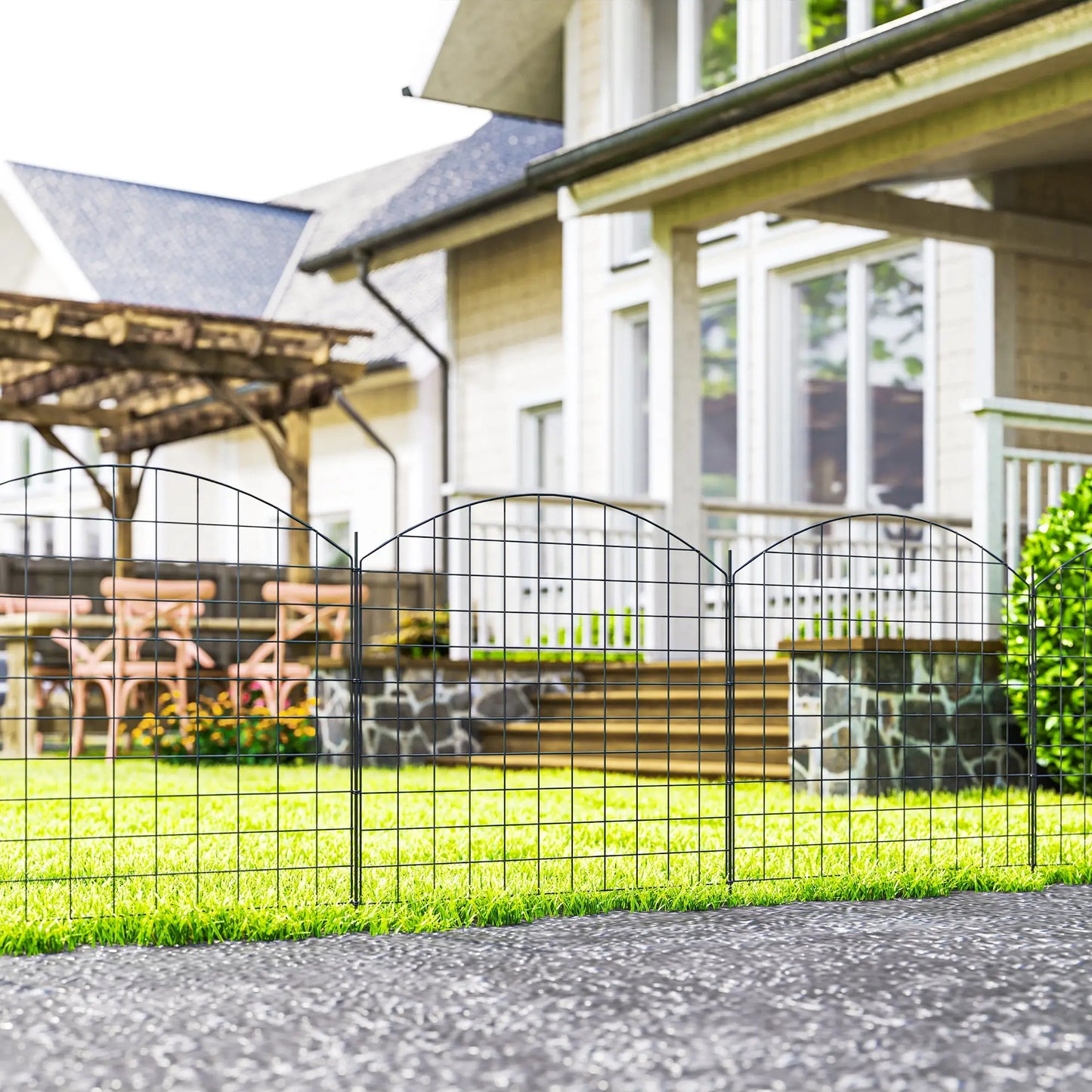 Metal Garden Fence Set Of 6, 181.1" X 38.2", Black Garden Fences at Gallery Canada