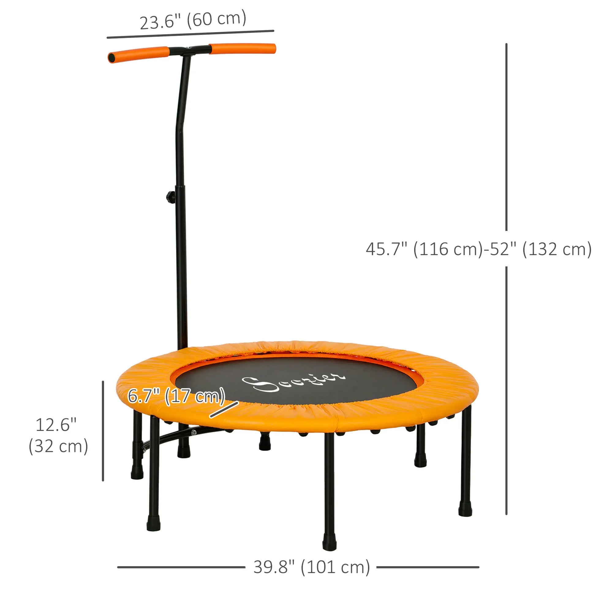 39" Mini Exercise Trampoline, Adjustable T-Bar, Orange Trampolines at Gallery Canada