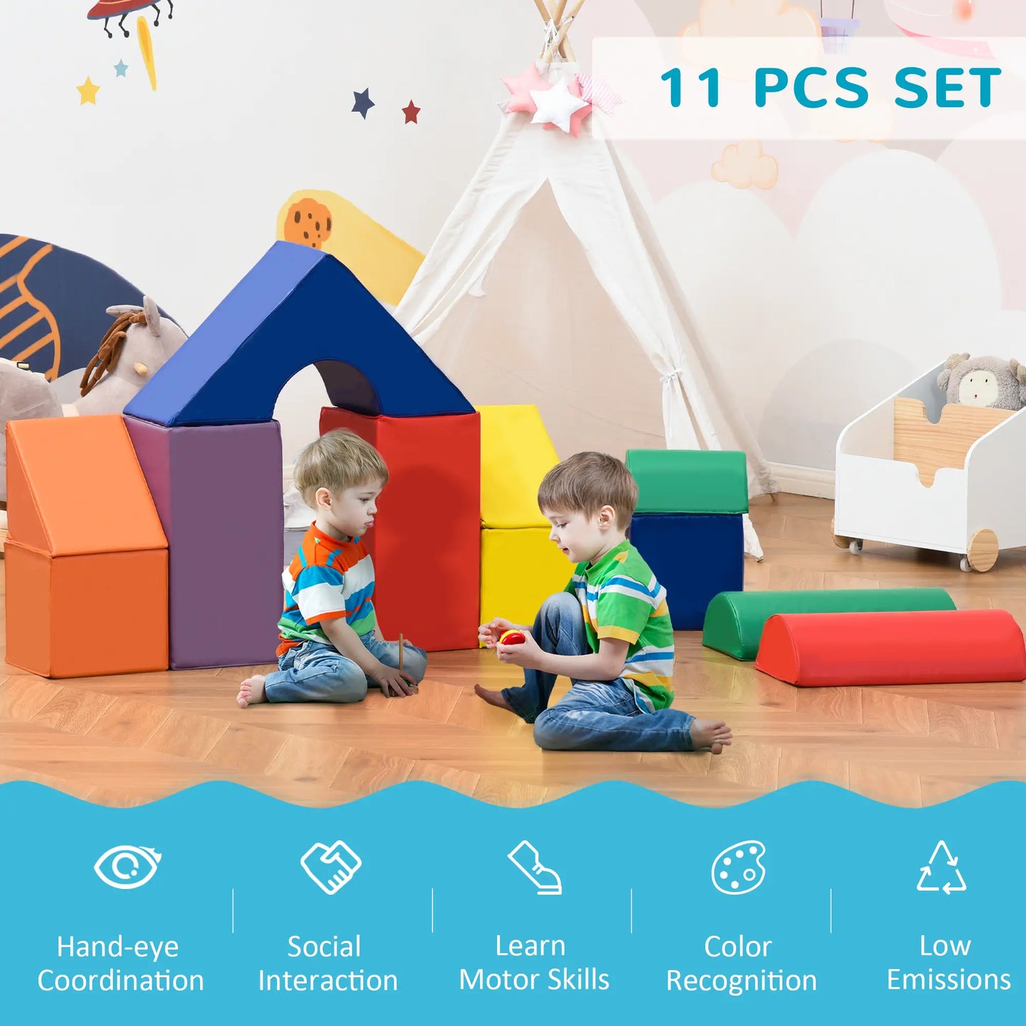 11 Piece Soft Play Blocks, Kids Climb Crawl Gym, Foam Building, Light Color Baby Gym & Playmats at Gallery Canada
