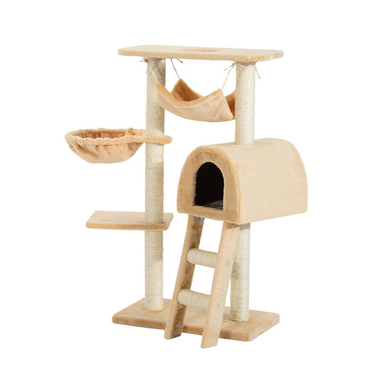 39" Deluxe Cat Tree Tower Scratching Post Kitten Condo Activity Center Deep Cream - Gallery Canada