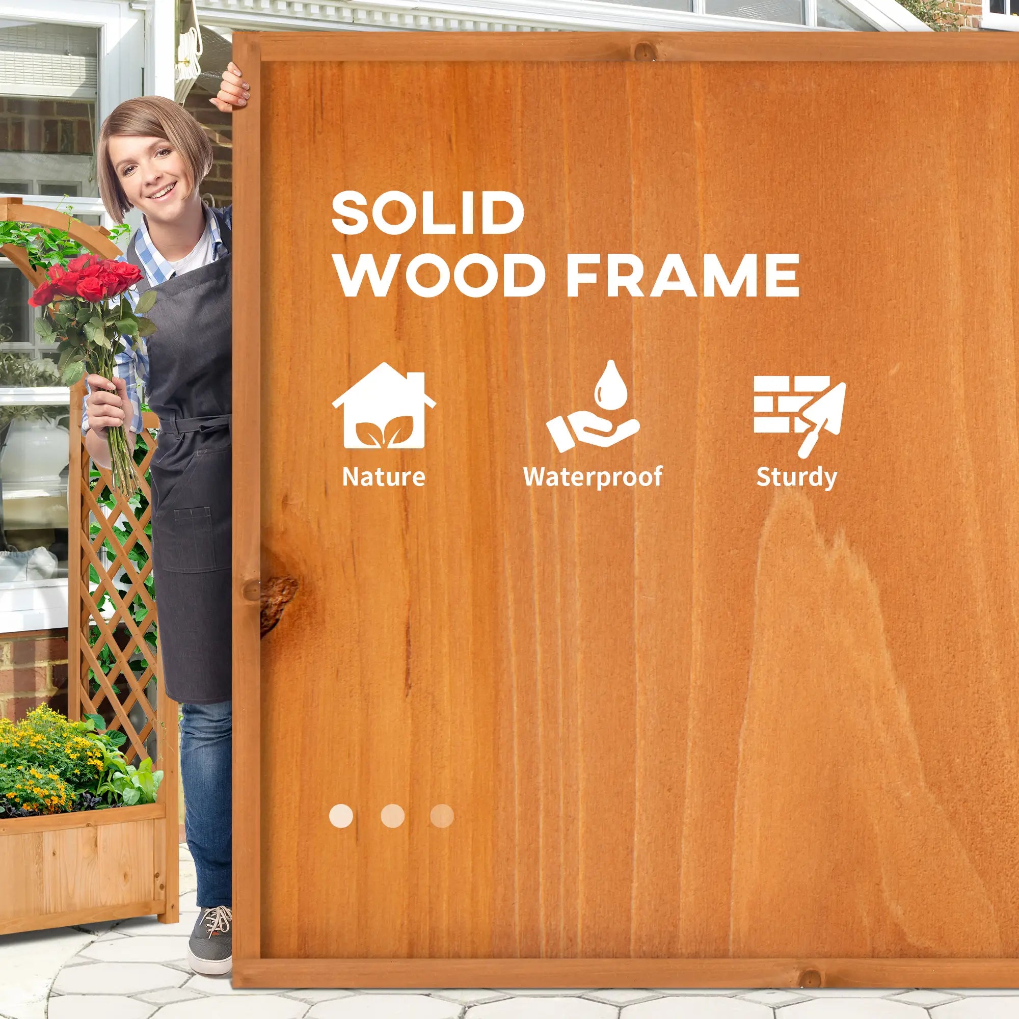 Raised Garden Bed with Arch Trellis, Outdoor Planter Box for Vine Plants, Brown Raised Garden Beds at Gallery Canada