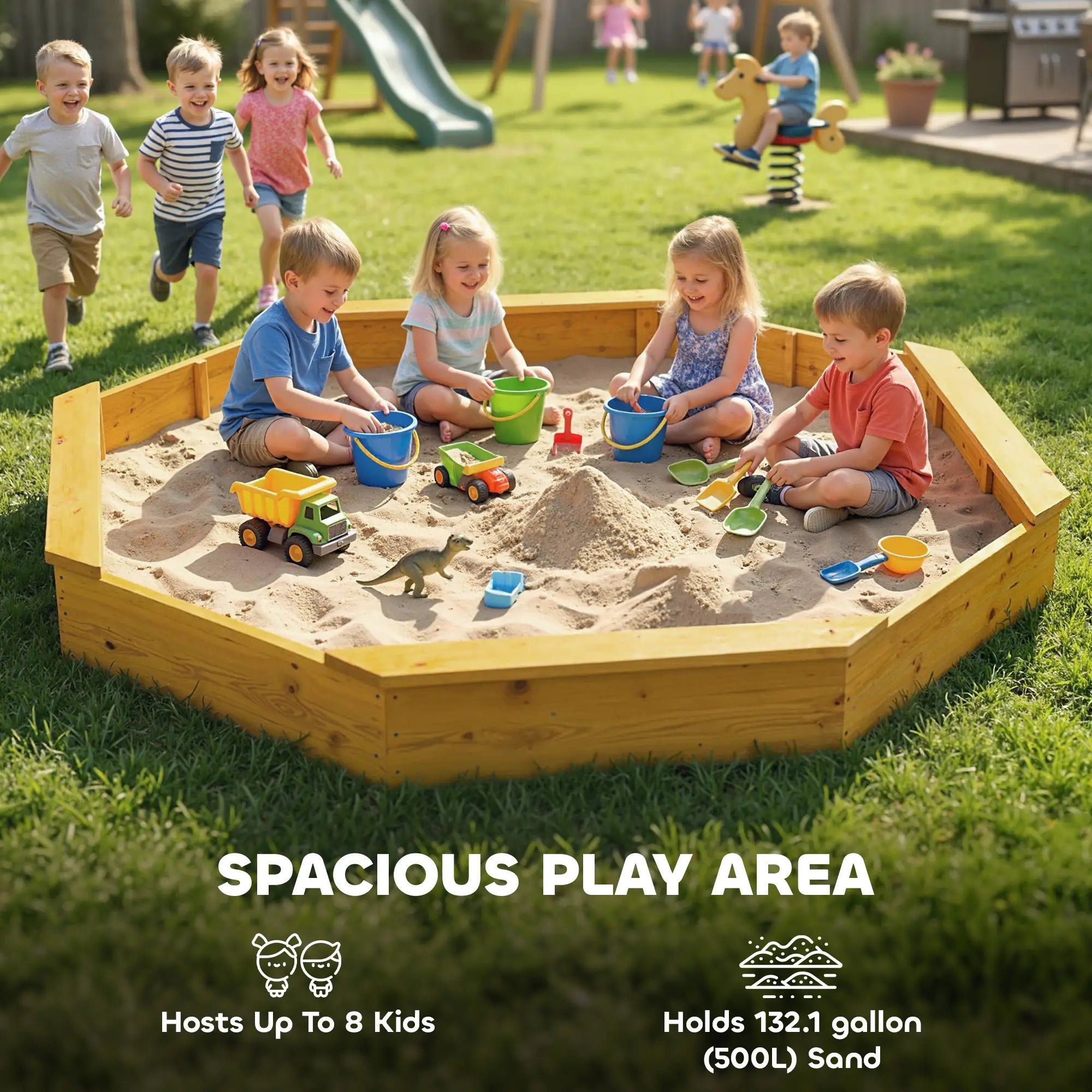 Wooden Kids Sandbox With Large Canopy, 4 Bench Seats, Bottom Liner, Yellow Sandboxes & Accessories at Gallery Canada