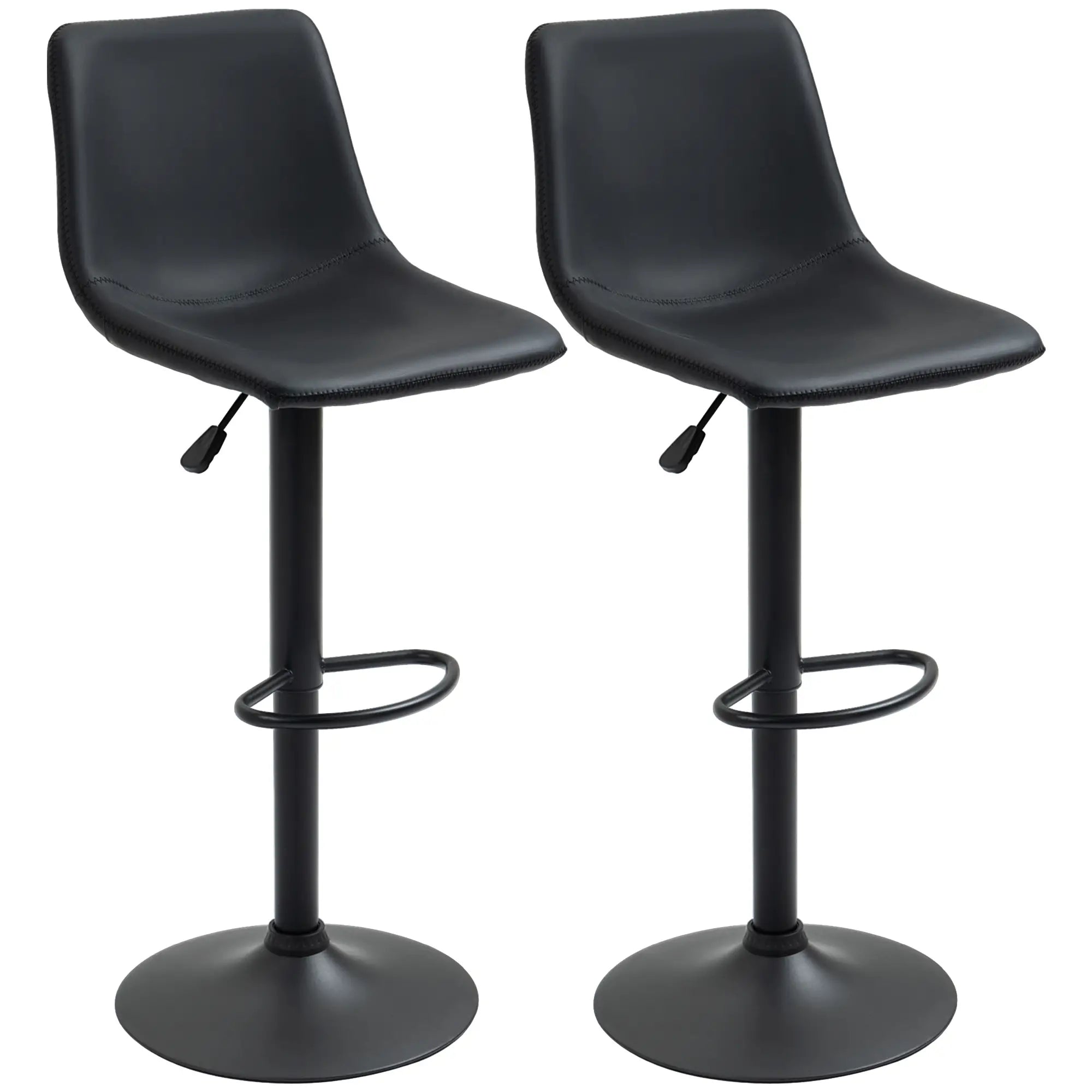 Adjustable Counter Height Bar Stools, Set of 2, 360° Swivel, Vintage Leather, Retro Grey, Grey Bar Stools at Gallery Canada