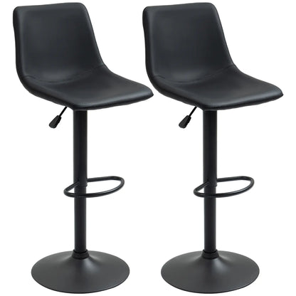 Adjustable Counter Height Bar Stools, Set of 2, 360° Swivel, Vintage Leather, Retro Grey, Grey Bar Stools at Gallery Canada