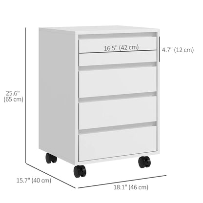 4 Drawer File Cabinet, Vertical Filing with Wheels, Printer Stand, White Office Cabinets & Cupboards at Gallery Canada