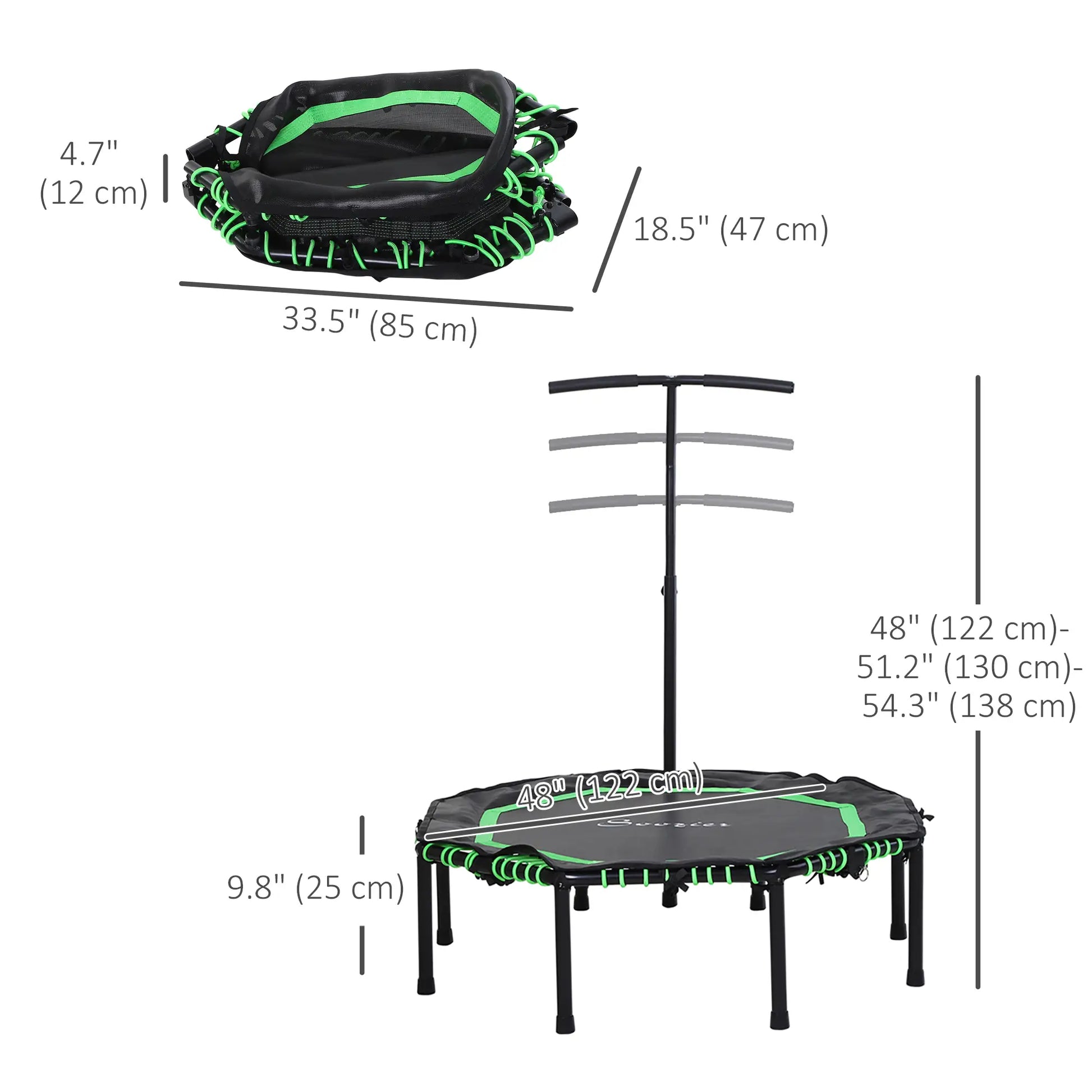 48" Foldable Trampoline with Adjustable Handle Bar, Green Trampolines at Gallery Canada