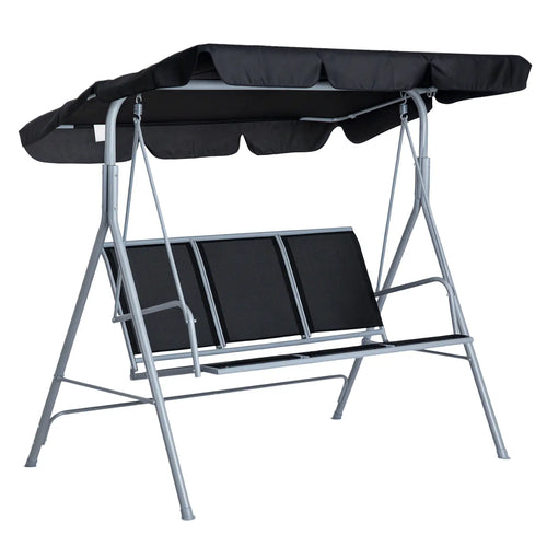 3-Seater Patio Swing, Outdoor Swing Chair, Black