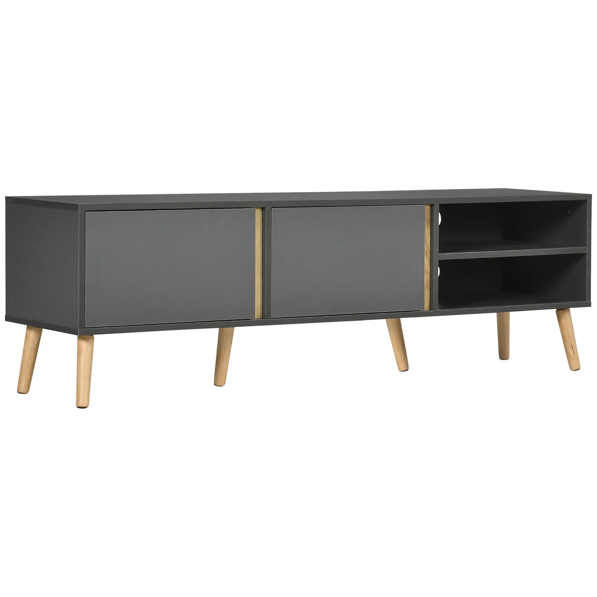 Support TV pour téléviseurs de 55", armoire avec étagères, gris foncé