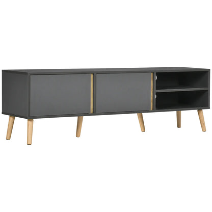 Support TV pour téléviseurs de 55", armoire avec étagères, gris foncé