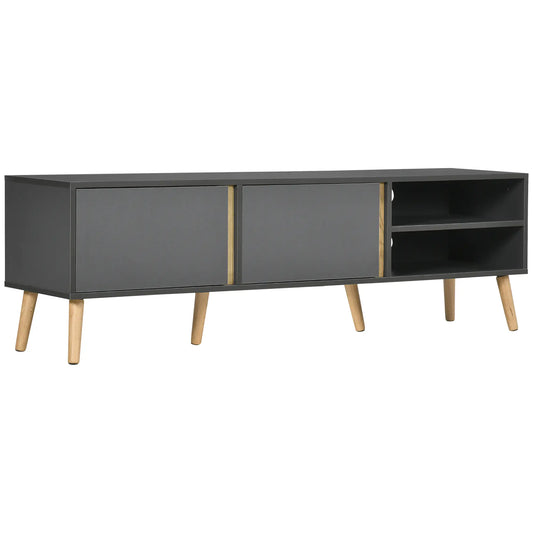 Support TV pour téléviseurs de 55", armoire avec étagères, gris foncé