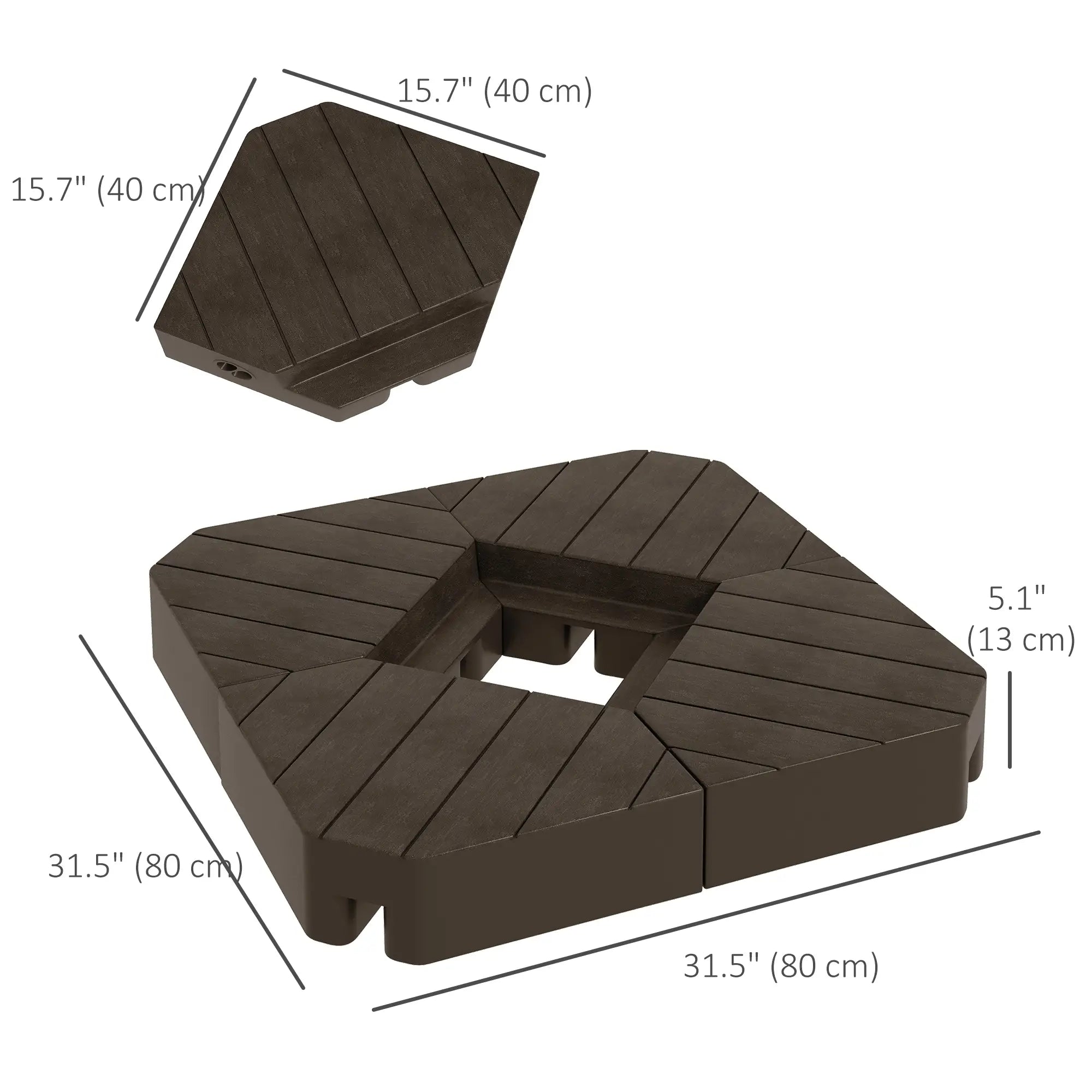 Offset Umbrella Base, 132 lb. Water or 176 lb. Sand, Brown Umbrella Bases at Gallery Canada