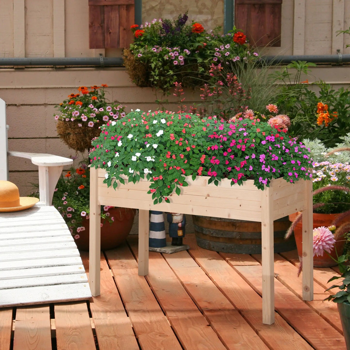 48" x 22" x 30" Wooden Raised Garden Bed, Elevated Planter Box, Natural Wood Elevated Garden Beds at Gallery Canada