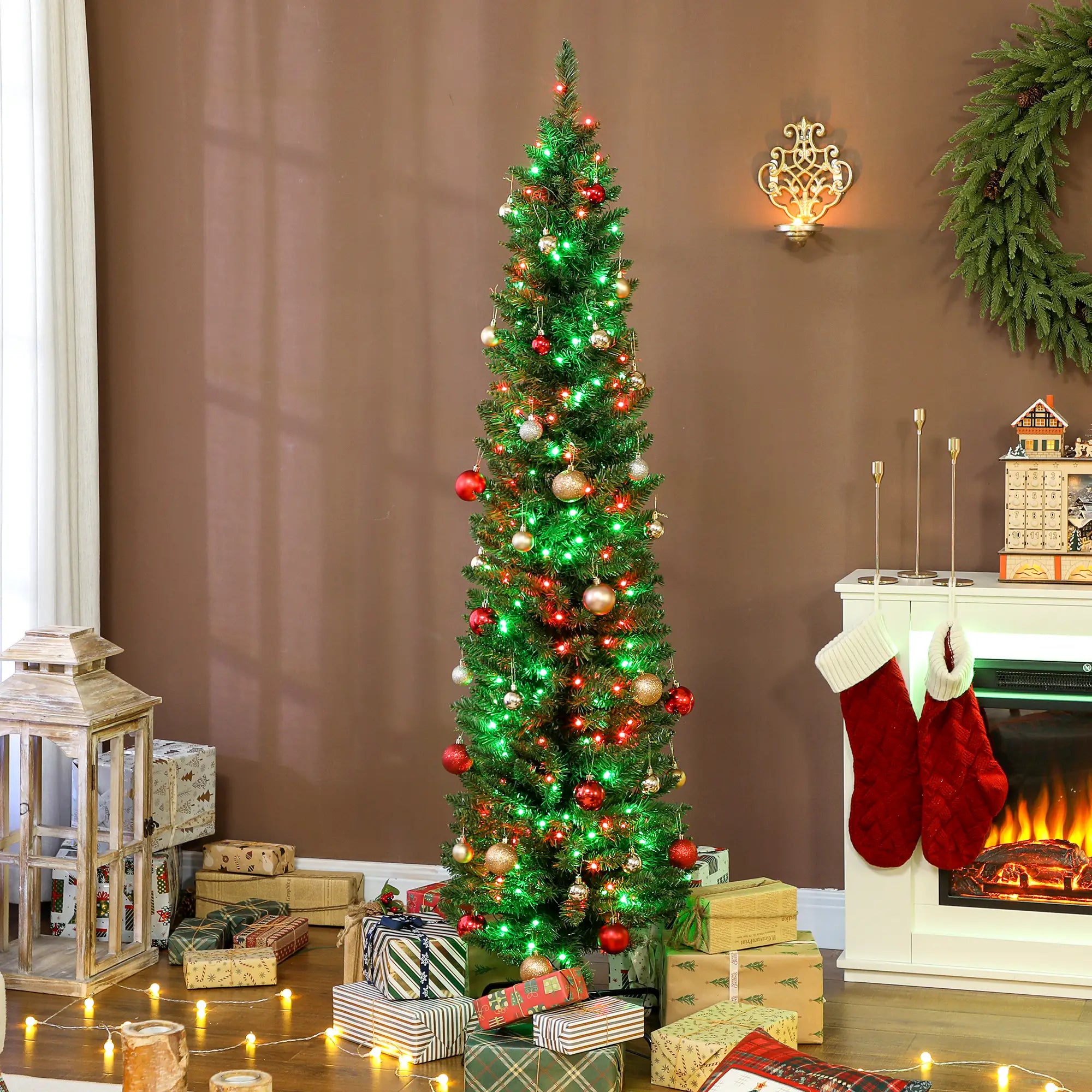 6ft Green Christmas Tree, Colorful DIY LEDs, Remote, Timer, Green Pencil Christmas Trees at Gallery Canada
