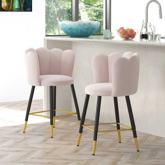 Bar Stools Set of 2 Modern Counter Height Bar Stools with Back, Footrest for Home Kitchen, 23.2"x20.5"x35.4", Pink - Gallery Canada