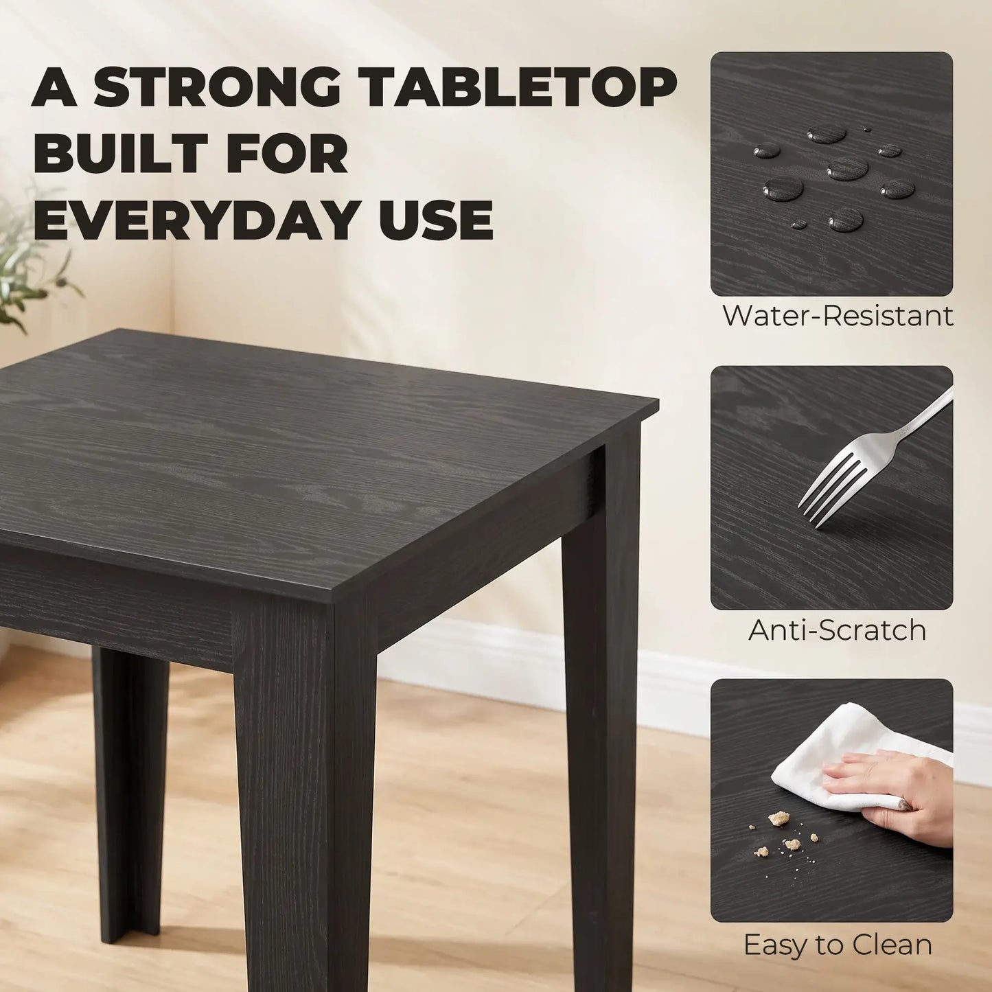 Square Dining Table for 4, 31.5" Wood Effect, Kitchen Dining Tables at Gallery Canada