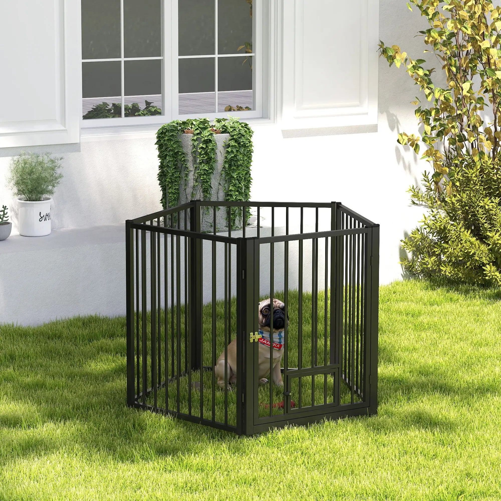5 Panel Foldable Dog Playpen With Door, 30