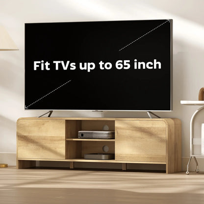 TV Stand For 65 Inch TV, Nordic Entertainment Center, Natural