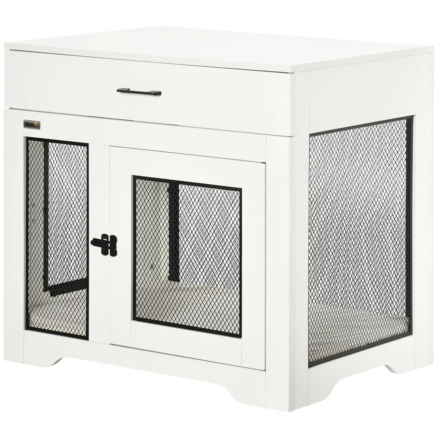 Dog Crate Furniture with Cushion, 2 Doors, Storage, White Houses, Kennels & Pens White, Black, Cream White at Gallery Canada
