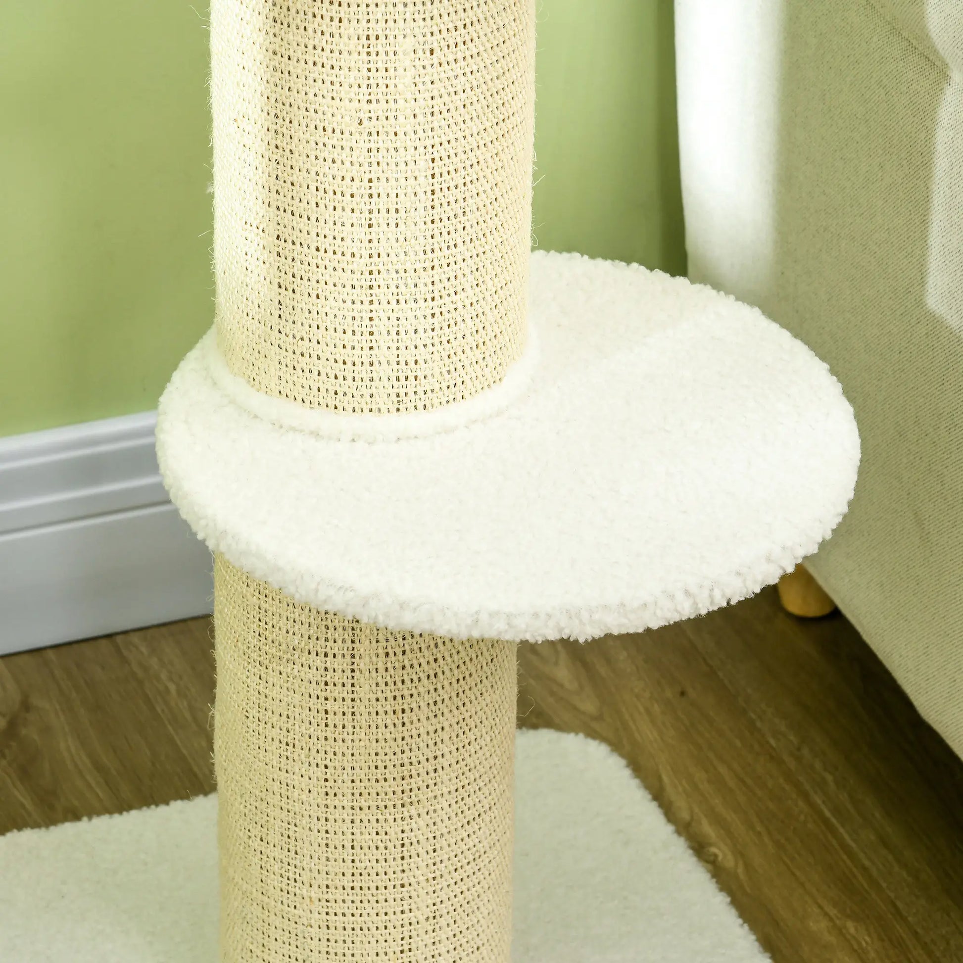Cat Tree with Scratching Post, Bed, Cushion, Perch, 18" x 18" x 36", Cream White Cat Towers at Gallery Canada