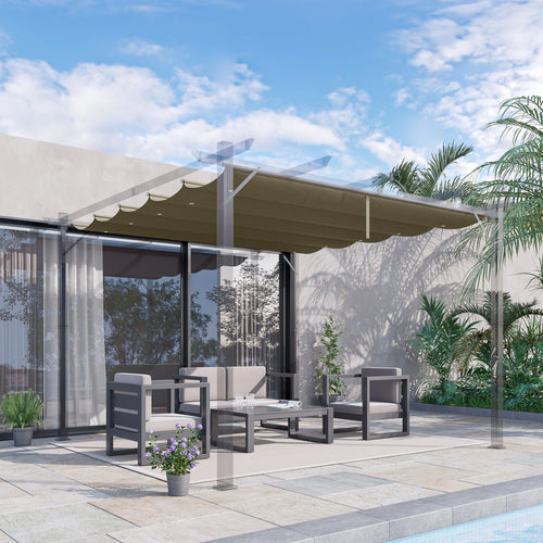 Retractable Pergola Canopy, 10' x 10', Tan