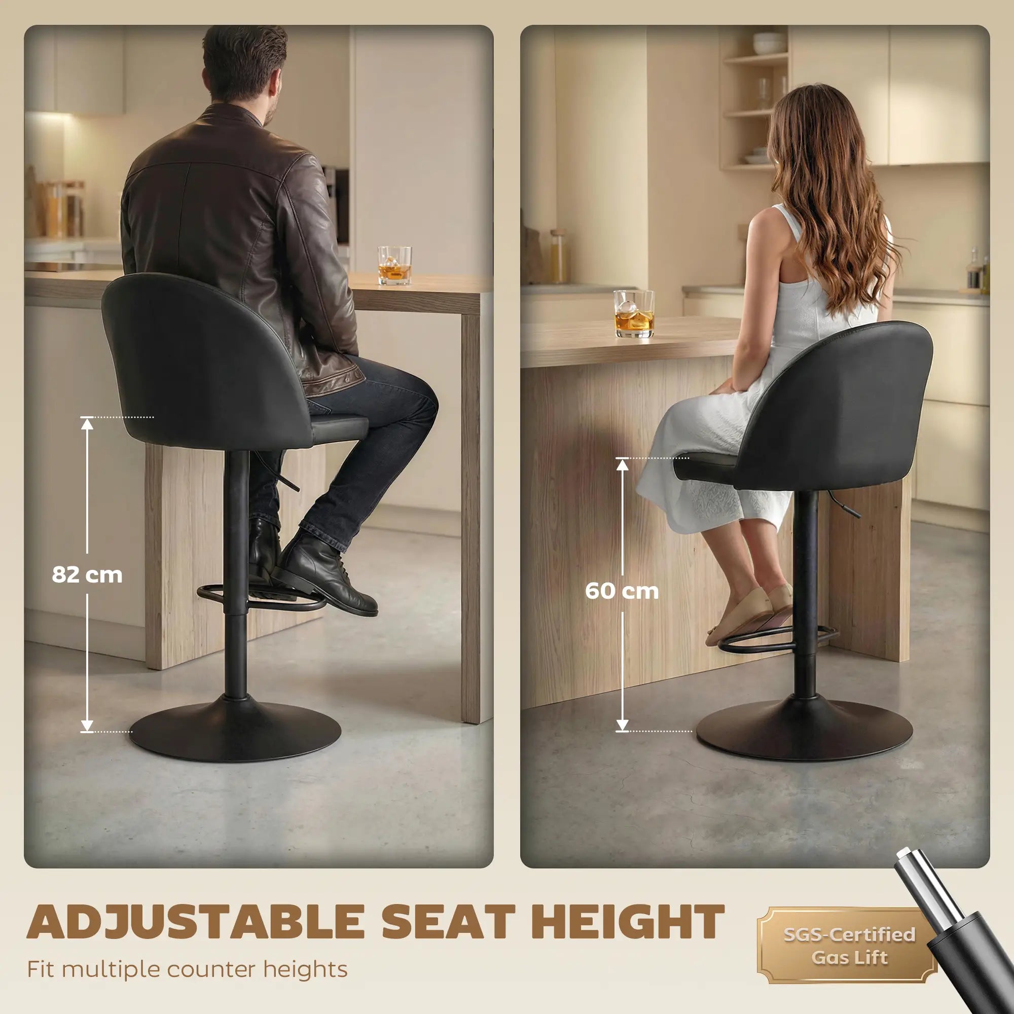 Swivel Counter Height Barstools Set of 2, Black Bar Stools at Gallery Canada