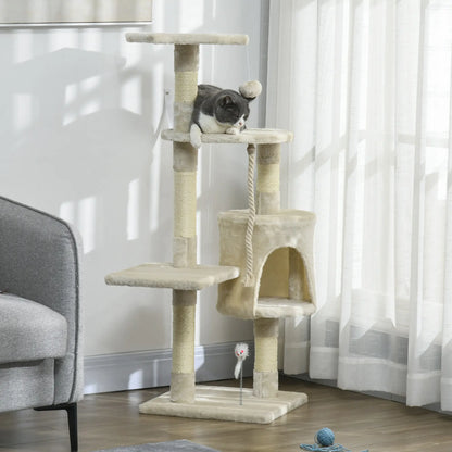 46" Scratching Cat Tree, Multi Level Activity Center, Kitty Condo, Beige Cat Posts at Gallery Canada