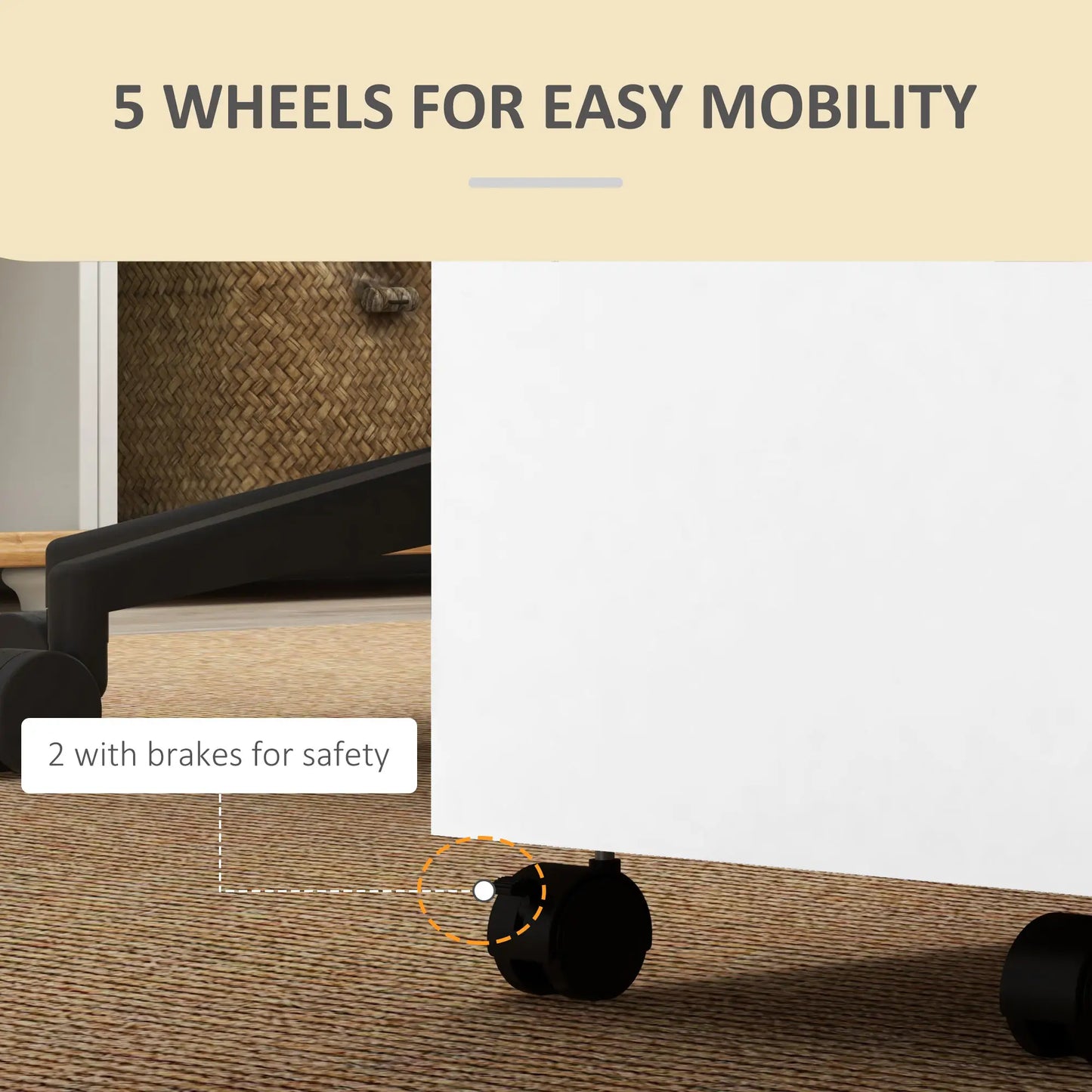 Mobile 2-Drawer Filing Cabinet, 5-Wheel Office Storage, Wood Grain, White Office Cabinets & Cupboards at Gallery Canada