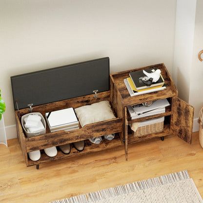 Storage Bench with Cushion, Hidden Compartments, Rustic Brown Shoe Storage Cabinets & Racks at Gallery Canada