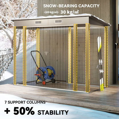 8 x 4FT Galvanized Metal Garden Shed, Double Doors, 2 Vents, Light Grey Sheds at Gallery Canada