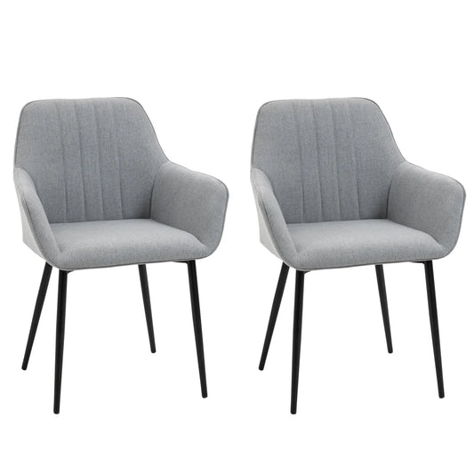 Upholstered Linen Dining Chairs, Set of 2, Metal Legs, Light Grey Bar Stools Light Grey at Gallery Canada
