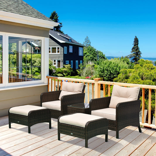 5pcs Outdoor Patio Furniture Set Wicker Conversation Set Footrest Coffee Table Patio Furniture Sets at Gallery Canada