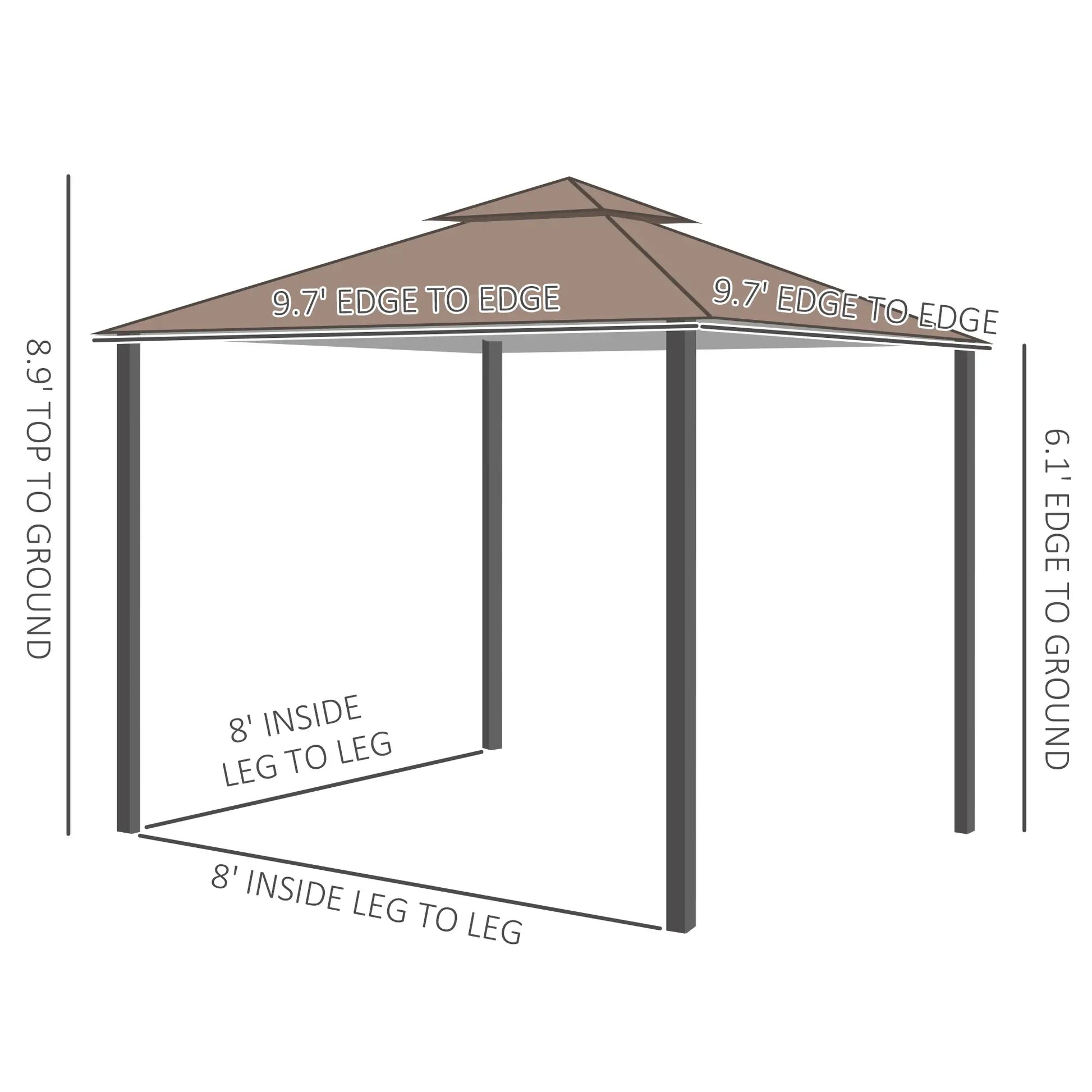 10' x 10' Garden Gazebo, Double Tier Canopy, Sunshade Tent, Anti-UV Roof, Metal Frame, Coffee Gazebos at Gallery Canada