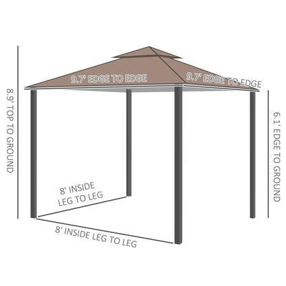 10' x 10' Garden Gazebo, Double Tier Canopy, Sunshade Tent, Anti-UV Roof, Metal Frame, Coffee Gazebos at Gallery Canada